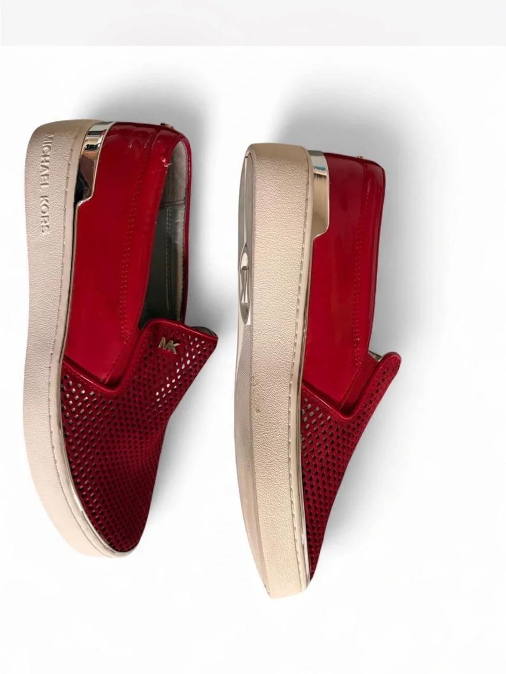Michael Kors Red Perforated Slip-On Sneakers